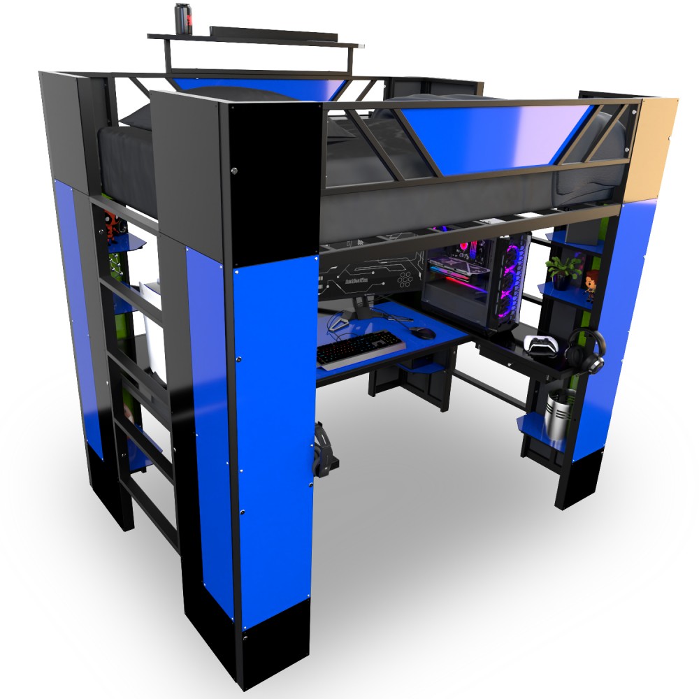 Bunk Station Modelo X  Litera Cama Alta con Escritorio Ambientika